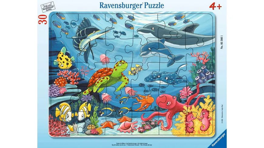 Ravensburger Puzzle - Unten im Meer - 30-48 Teile Rahmenpuzzle für Kinder ab 4 Jahren