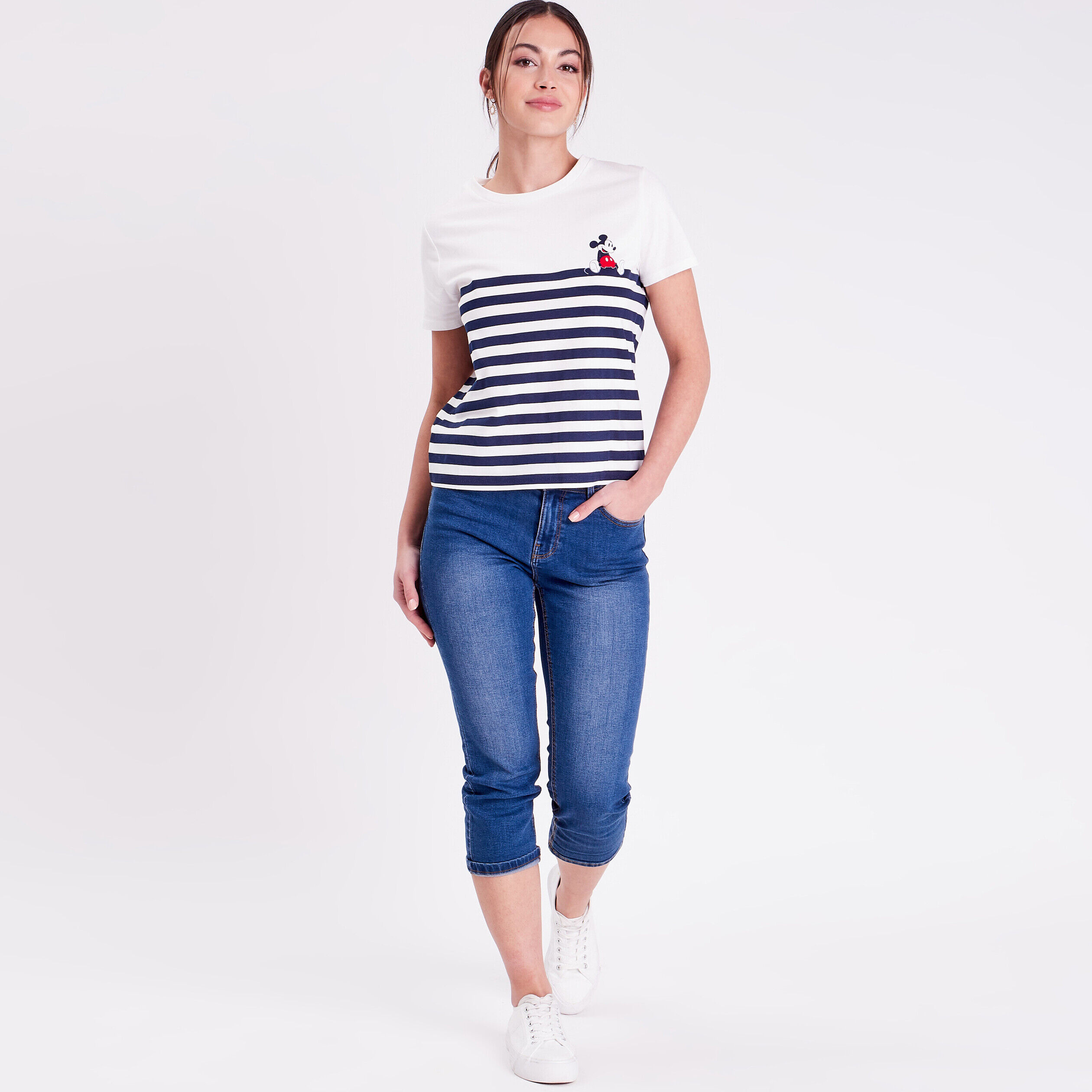 T-shirt manches courtes Mickey ecru femme | Cache Cache
