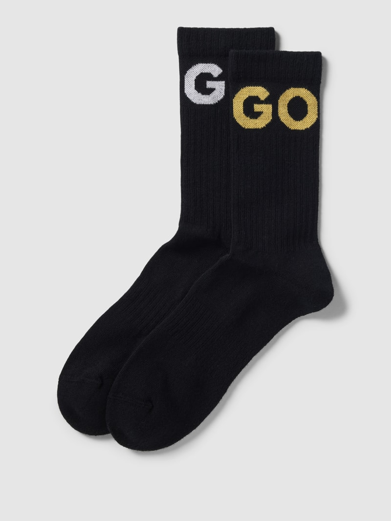 Socken mit Label-Stitching im 2er-Pack in schwarz