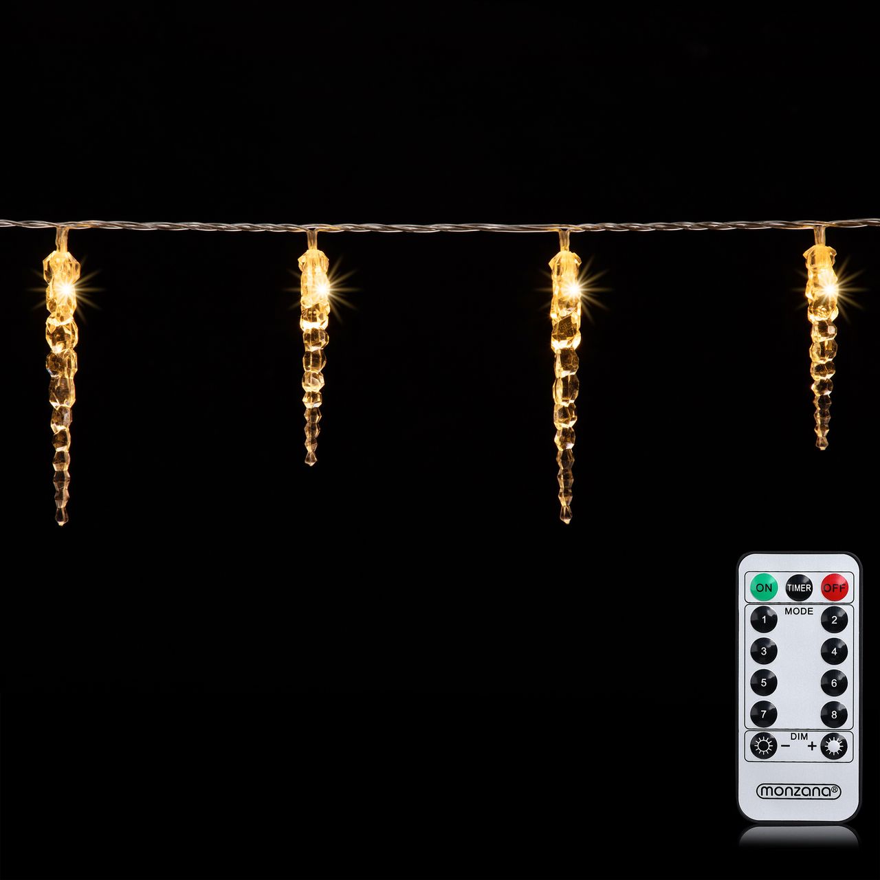 Casaria monzana® Eiszapfenlichterkette mit Fernbedienung 40LED Zapfen warmweiß