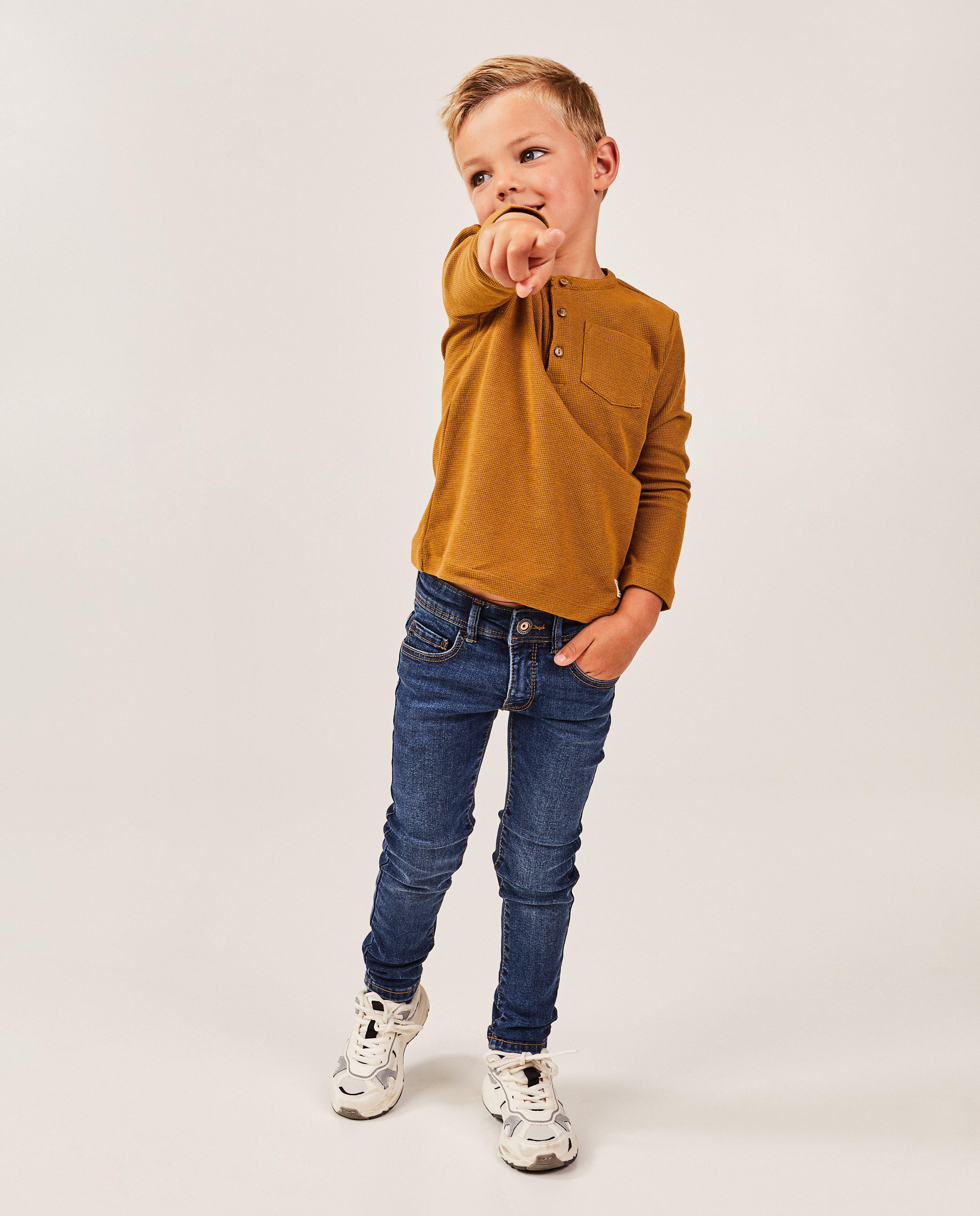 Blugi Kidz Nation albastru închis, croială skinny albastru închis