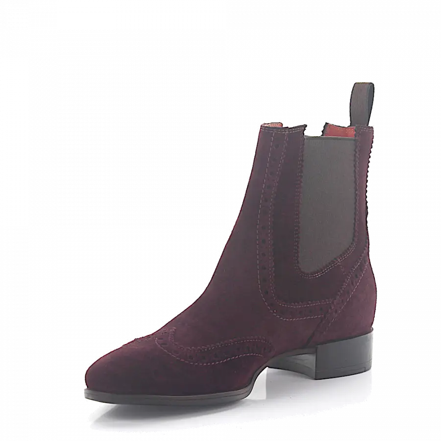 Santoni - Chelsea Boots Veloursleder bordeaux - rot