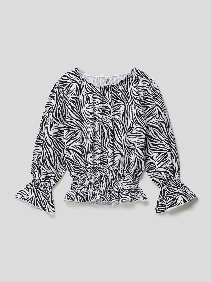 Bluse mit Smok-Details in weiß