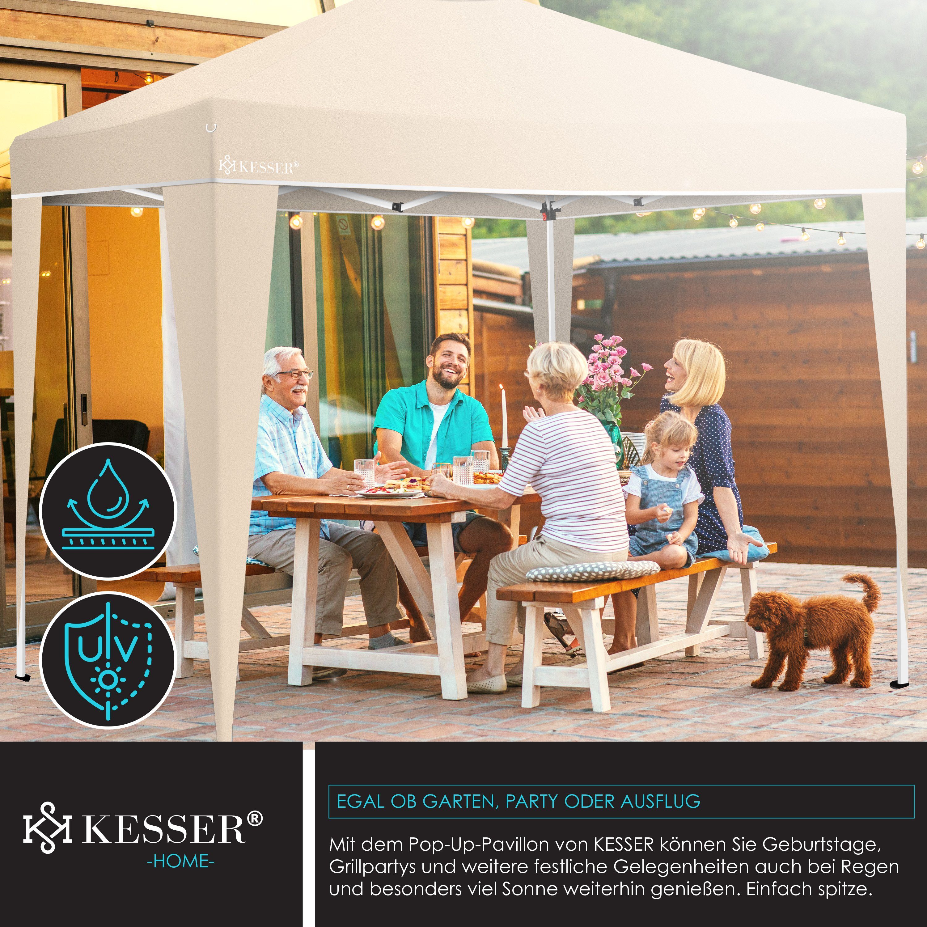 KESSER Pavillon, Pavillon 3x3m wasserdicht inkl. Tasche Pop-Up Klicksys