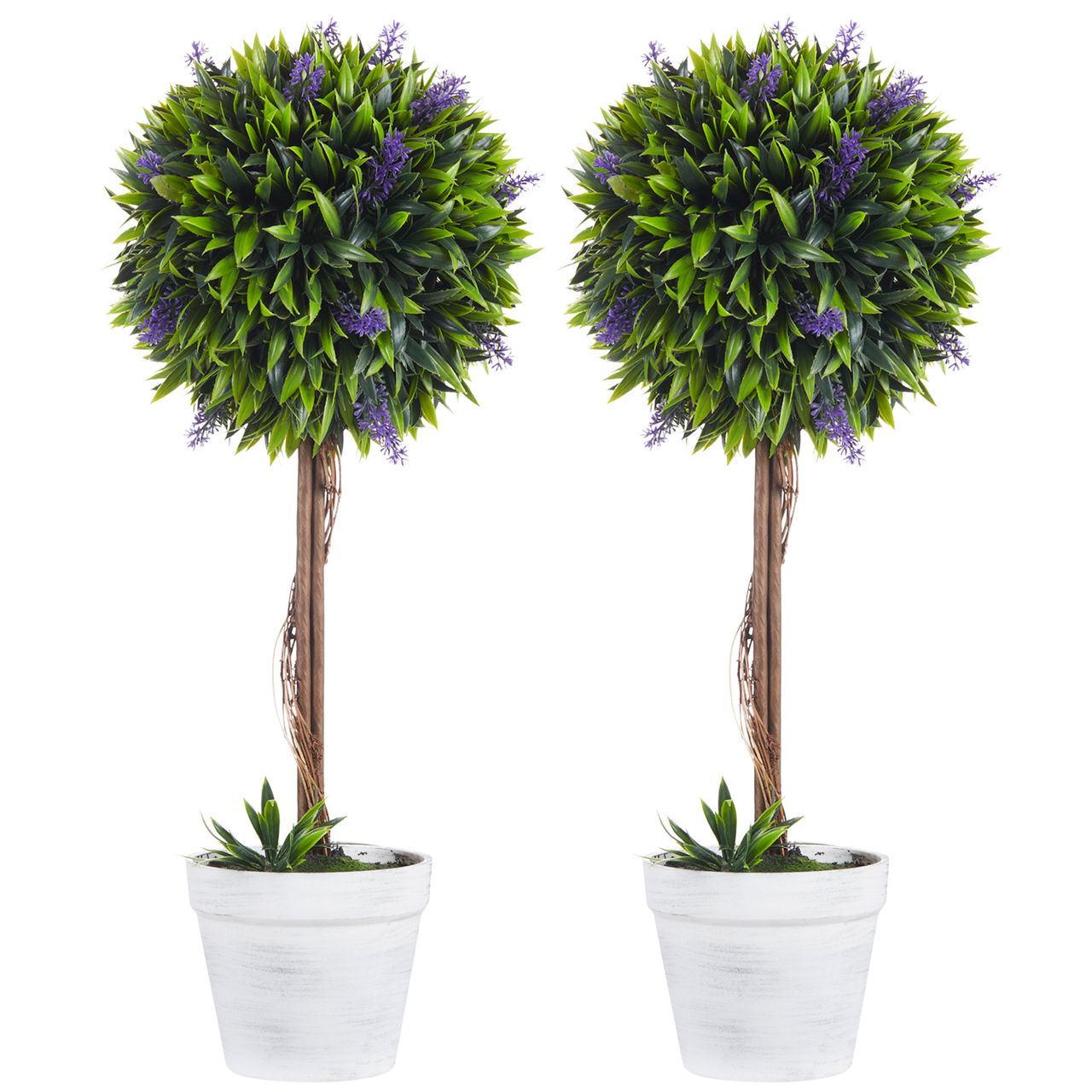 HOMCOM Kunstpflanze Lavendel 2er-Set Künstliche Pflanzen 60 cm Zimmerpflanze