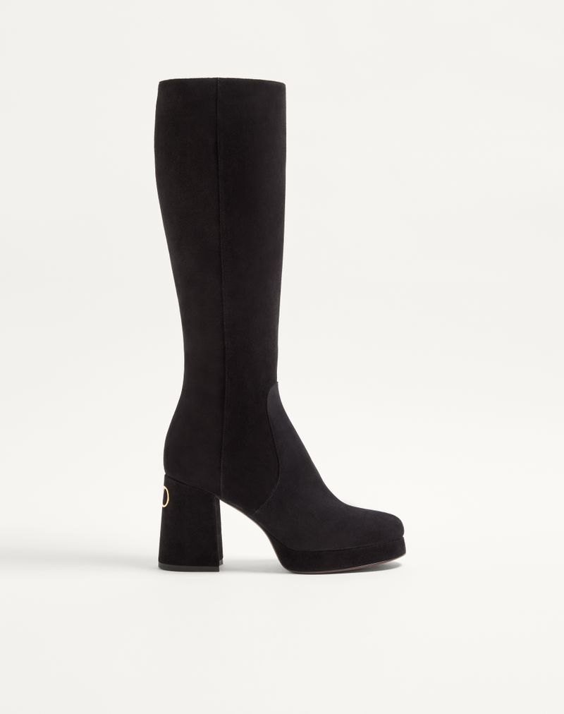 Bota plataforma Fawcette de 90 mm em couro dividido