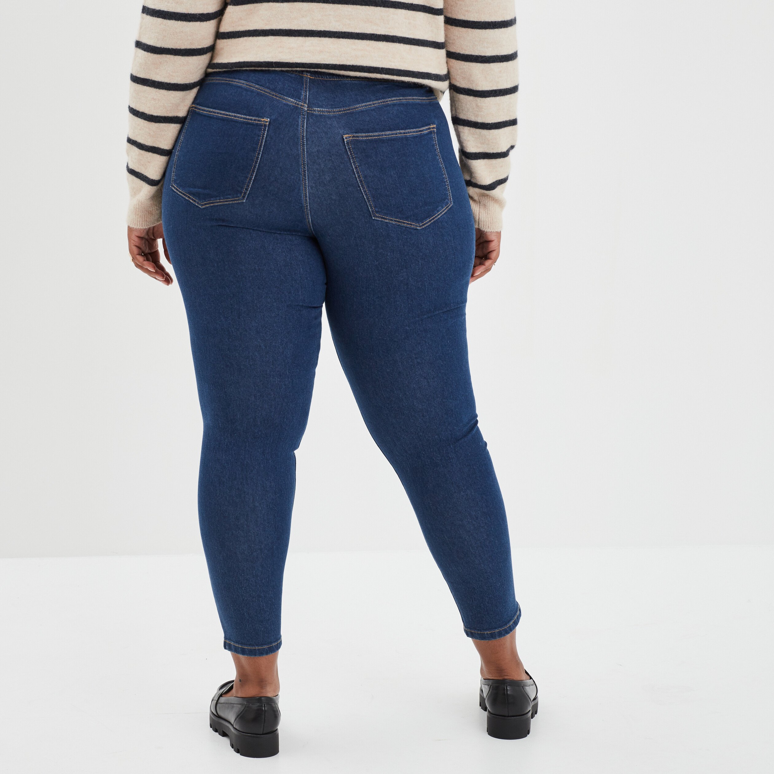 Jegging taille haute matière recyclée bleu femme grande taille | La Halle