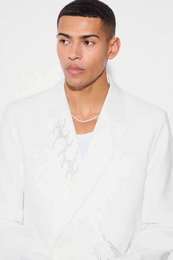 Lockerer Blazer mit Strass-Verzierung