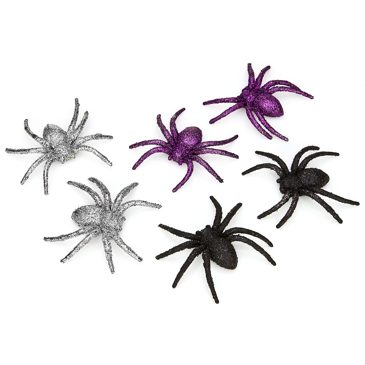 Glitzer-Spinnen, 7 cm Ø, 6 Stück