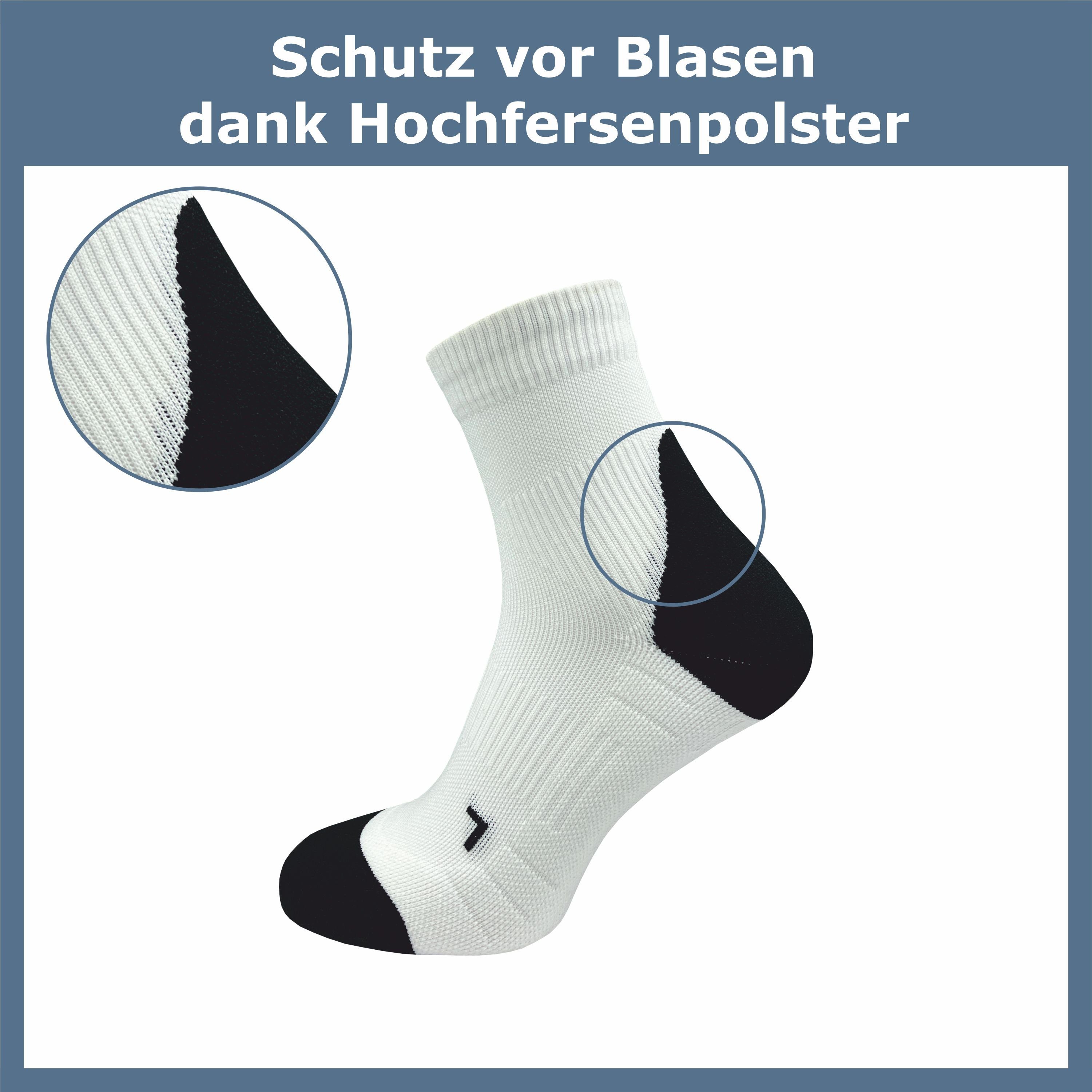 GAWILO Laufsocken für Herren mit Kompression und Polsterung in bunt, schwarz & weiß (5 Paar) Anatomisch korrekt für den linken und rechten Fuß gestrickt