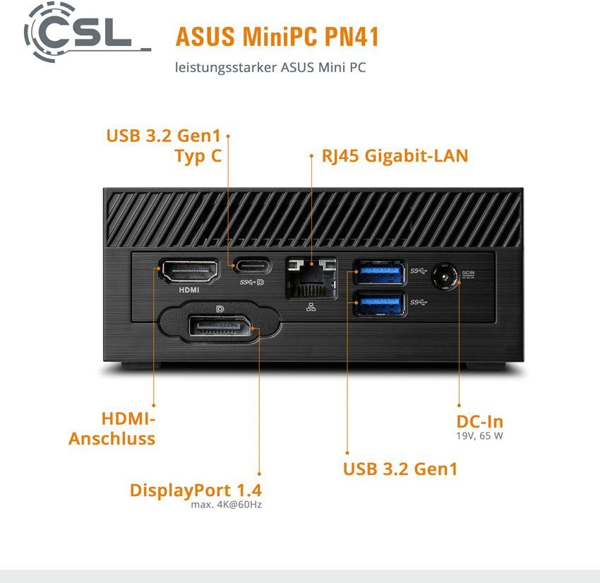 Asus PN41 / 2000 GB M.2 SSD / 32 GB / Win 11 Home Mini-PC (Intel® Celeron N5100, UHD Graphics, 8 GB RAM, 500 GB SSD, passiver CPU-Kühler)