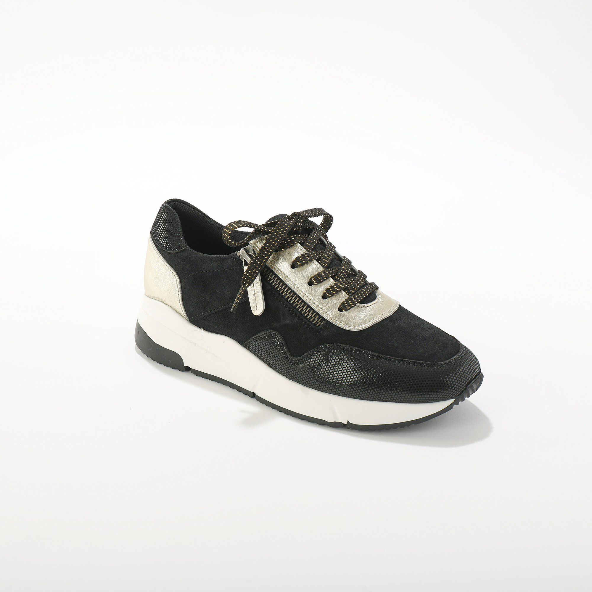 Sneakers à lacets zippées en cuir
