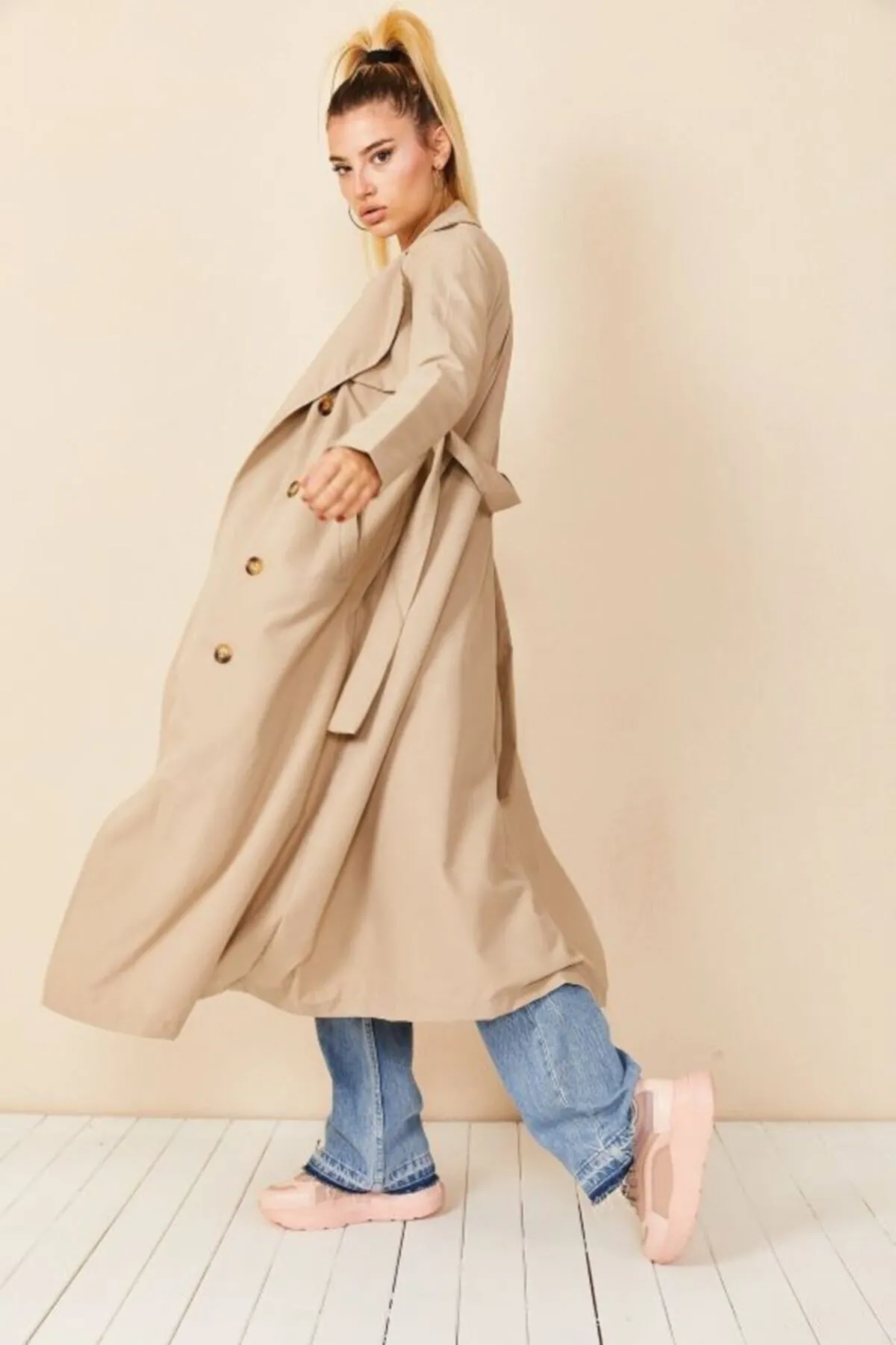 VOLT CLOTHİNG  Trenchcoat mit Schalkragen und Knöpfen für Damen
