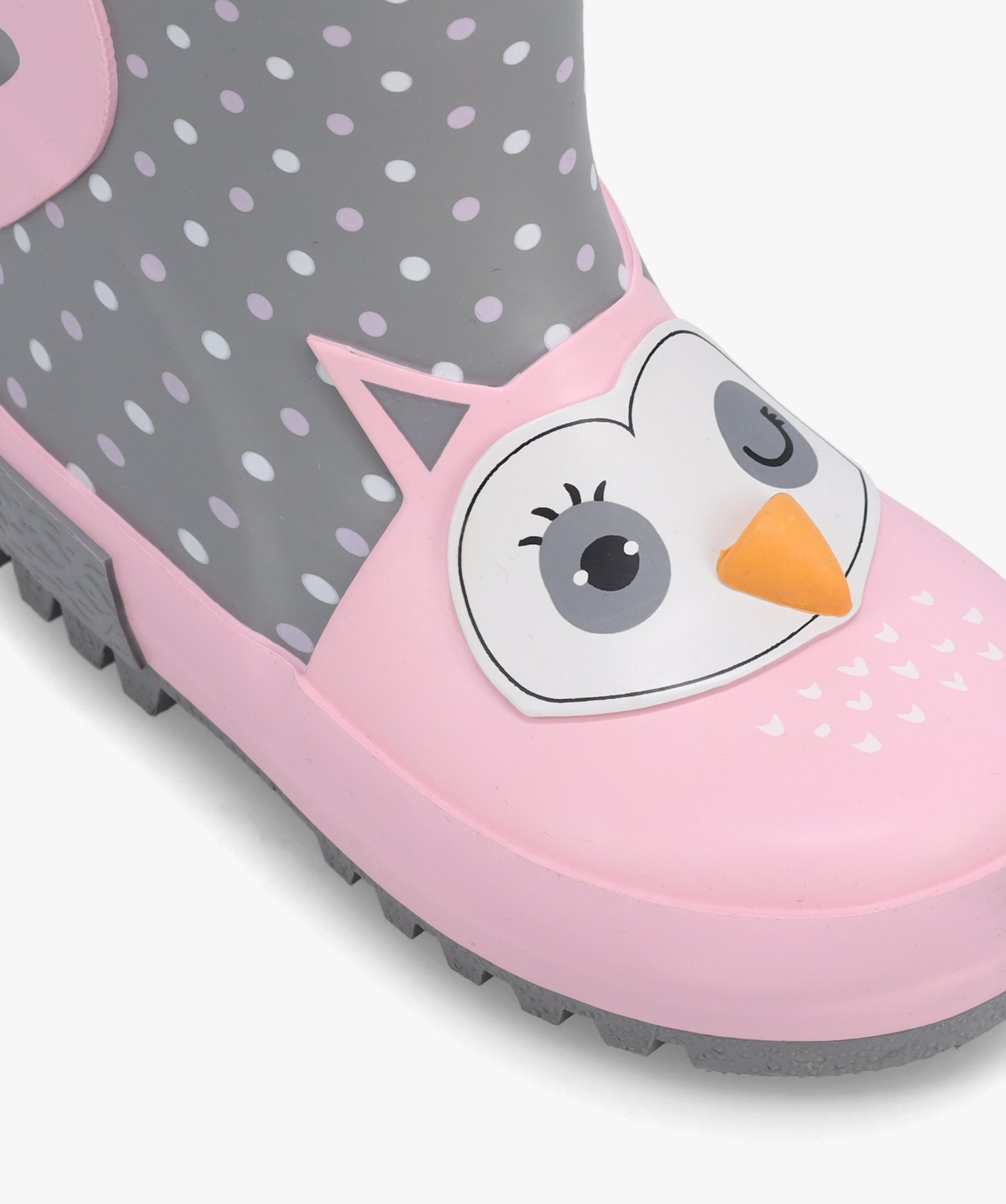 Bottes de pluie bébé fille à anses motif chouette en relief gris | GEMO