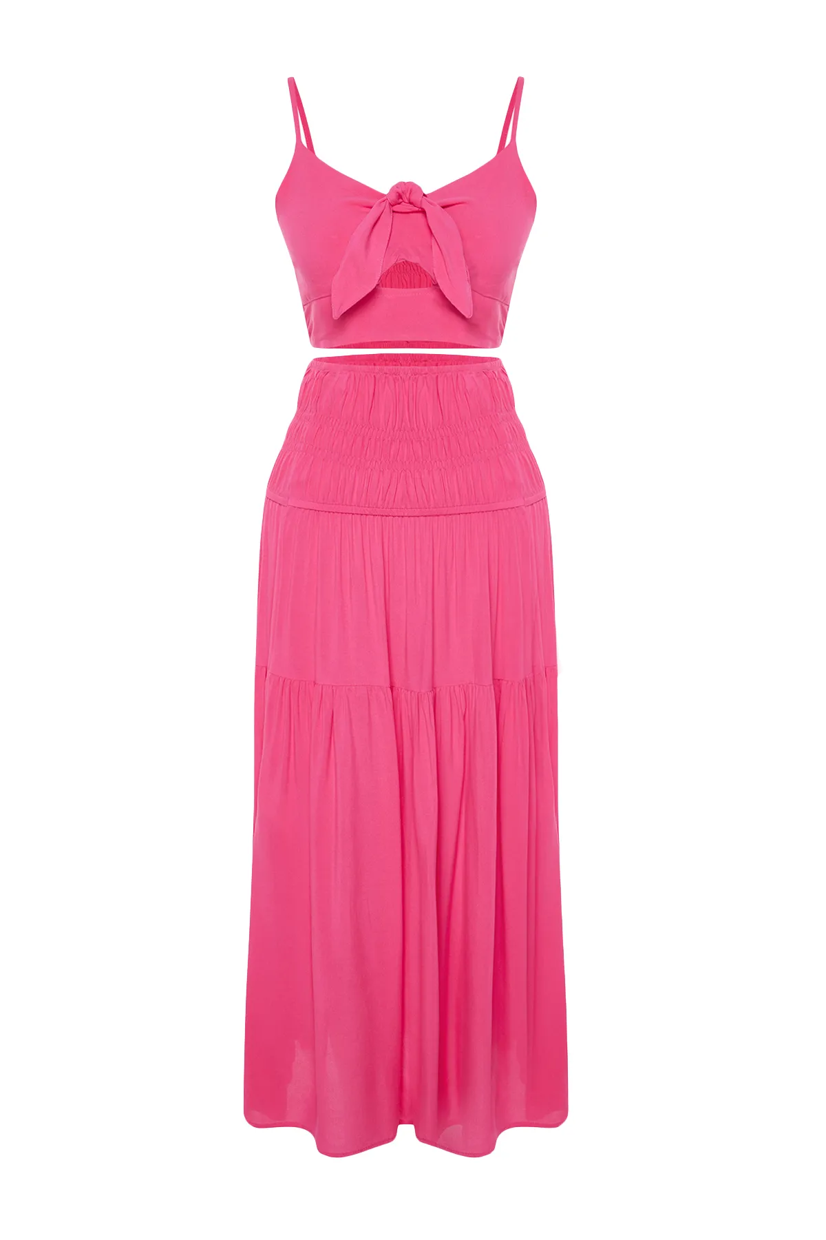 Trendyol Collection  Set aus gewebtem, gebundenem Blusenrock in Fuchsia TBESS24AU00026