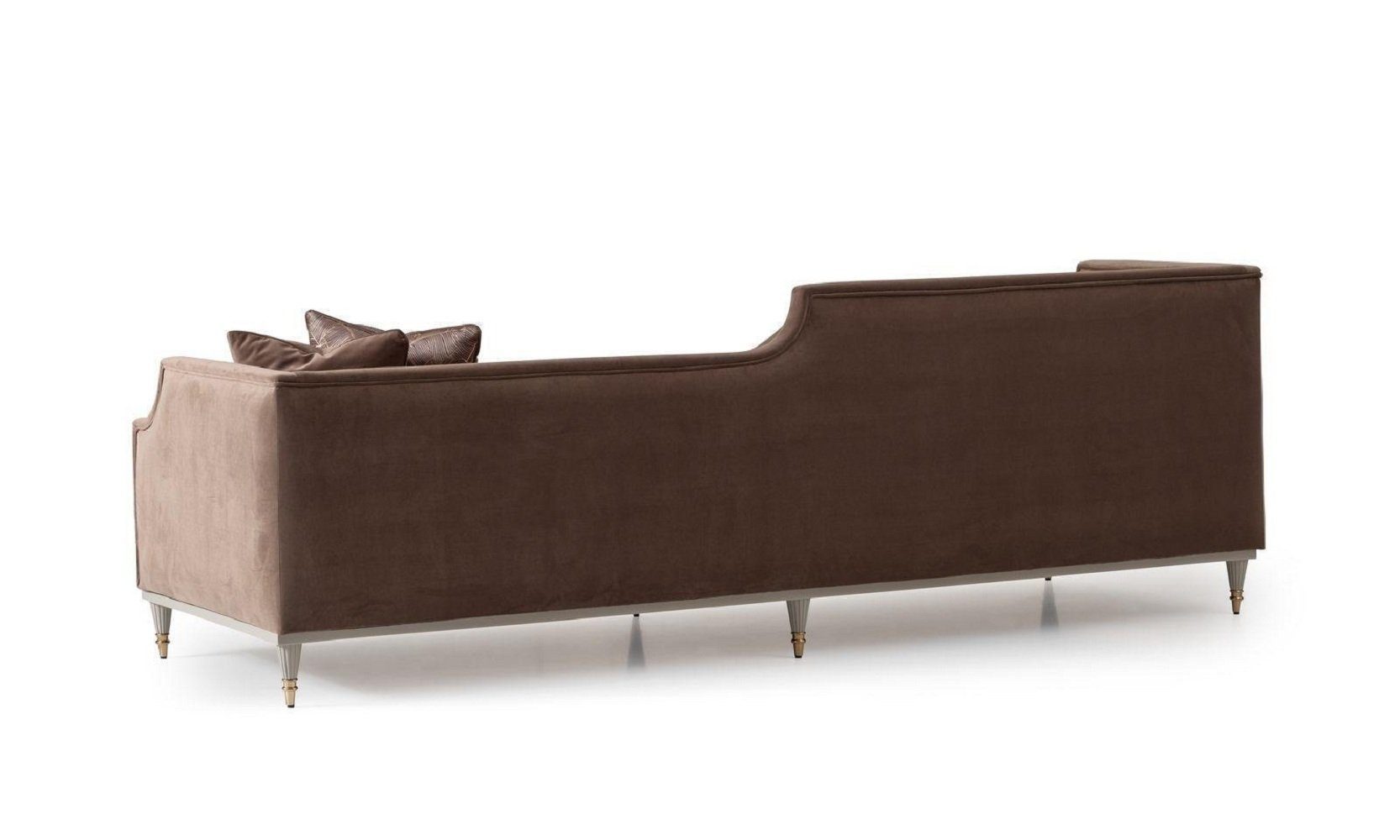 JVmoebel Wohnzimmer-Set Couchgarnitur Viersitzer 4 Sitz Couchtisch Stoffsofa Sessel Braun 4tlg, (4-St., 2x Sofa 4 Sitzer + 1x Sessel + 1x Couchtisch), Made in Europa