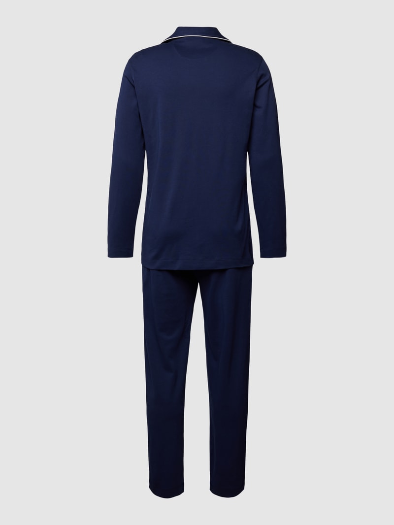 Pyjama mit Allover-Muster Modell 'PIPING' in dunkelblau