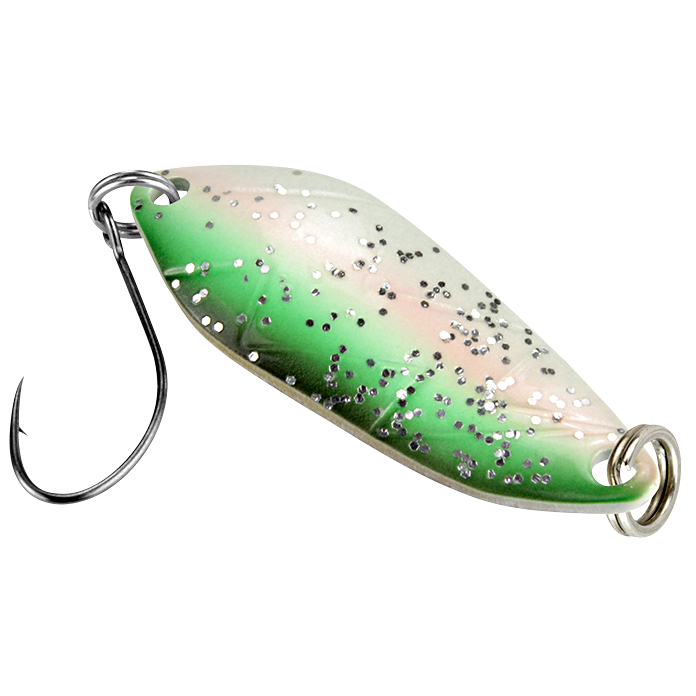 FTM Trout Spoon Strike (2,1 g, Grün/Weiß Glitter UV)