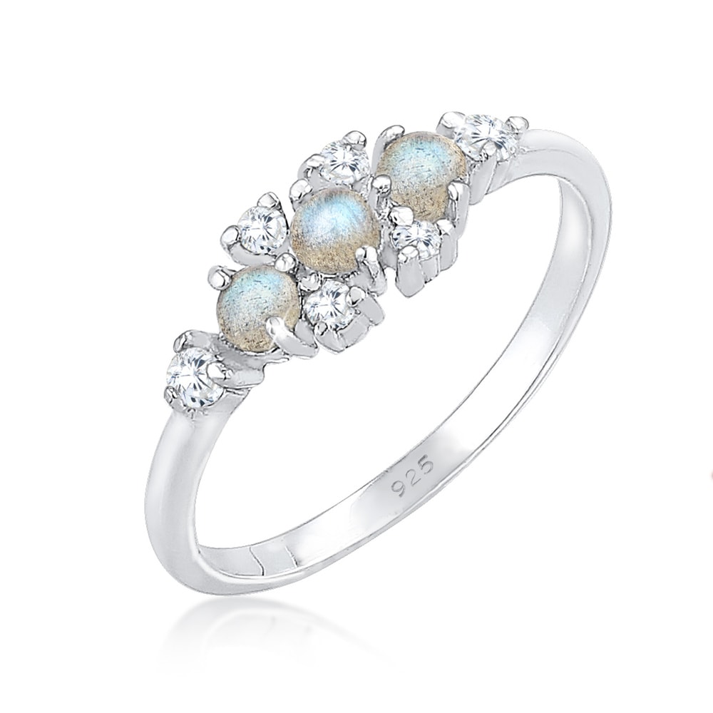 Elli Elli Bague Bandring Labradorit Edelstein Zirkonia 925 Silber Bague