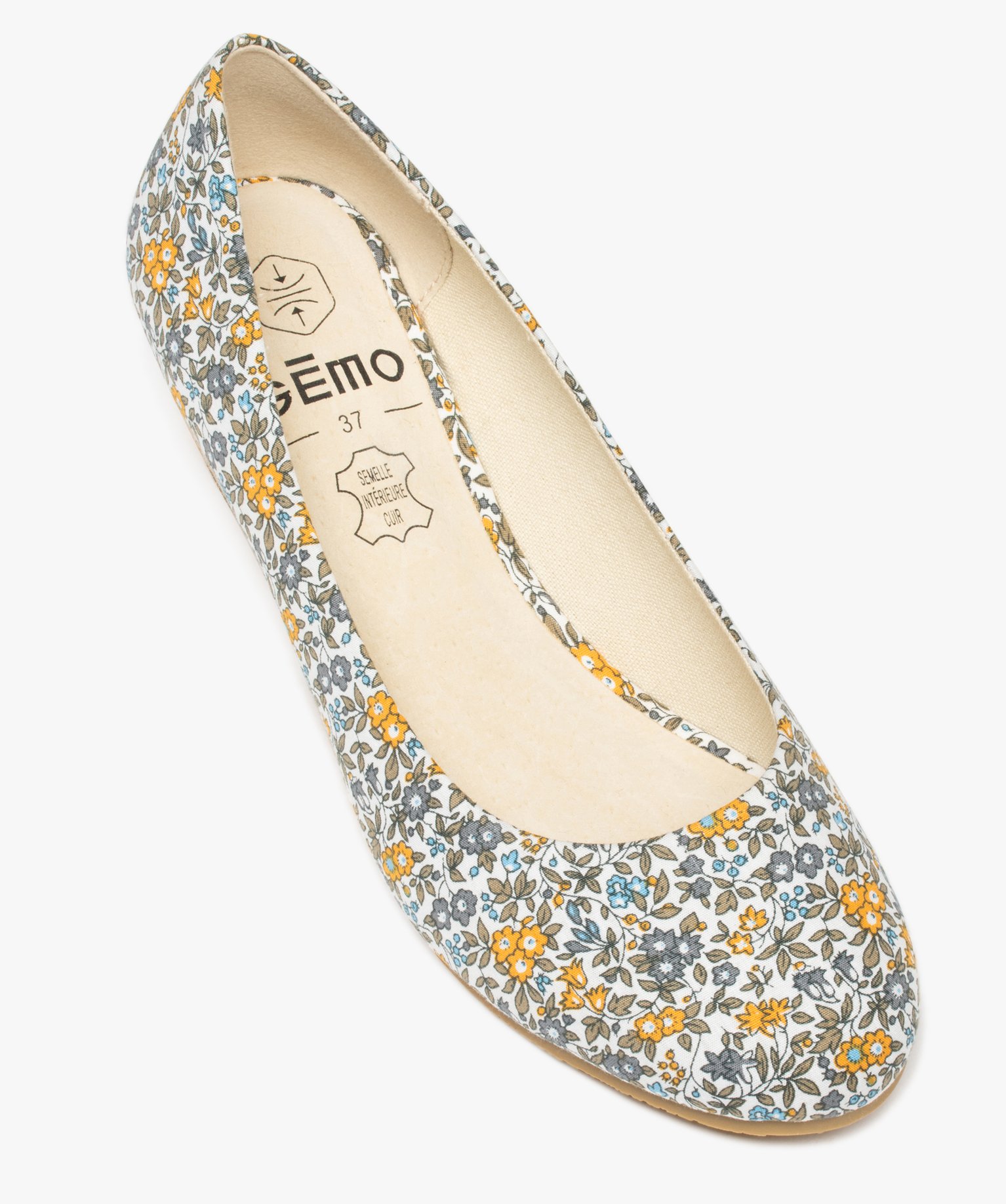 Escarpins femme en toile imprimée et semelle corde imprime | GEMO