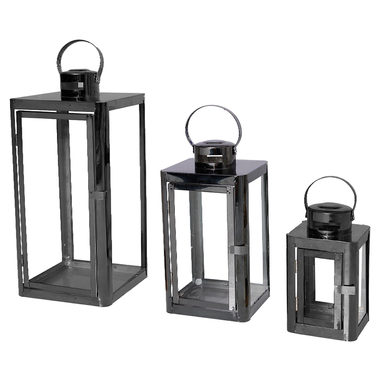 Mojawo Laterne 3er Luxus Laternen / Gartenlaternen Set Edelstahl Platin Optik