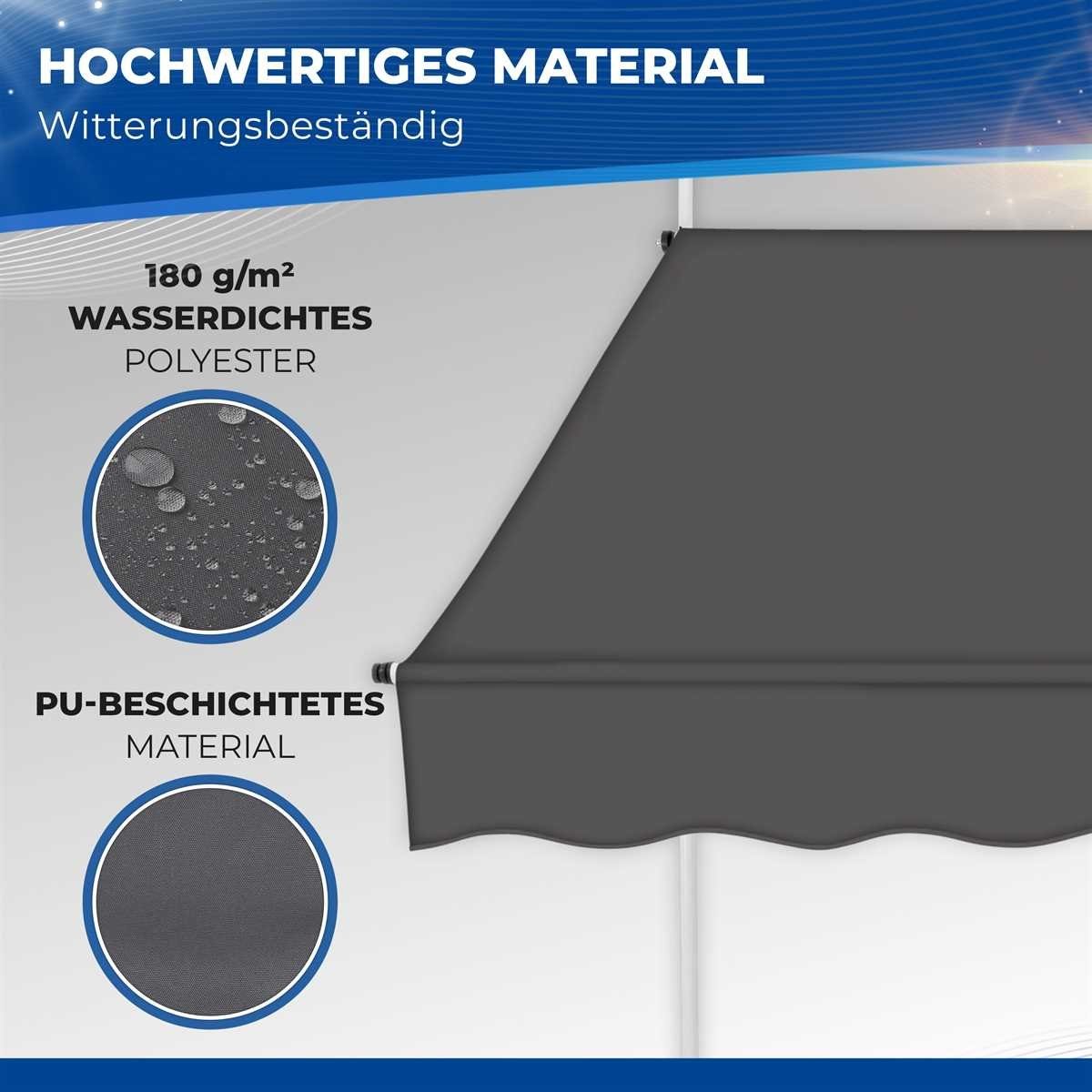 tillvex Klemmmarkise Balkonmarkise ohne Bohren, Markise mit Handkurbel & höhenverstellbar Sonnenschutz UV-beständig & wasserdicht