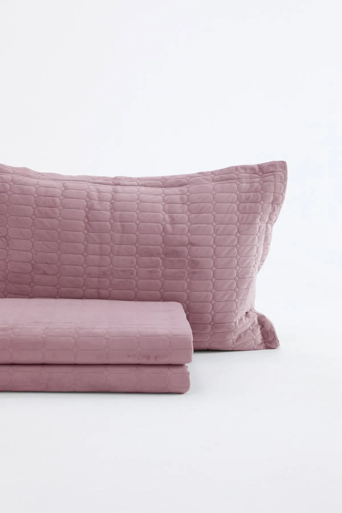 FAVORA  Alvin Samt-Tagesdecken-Set für Einzelbett – Dusty Rose