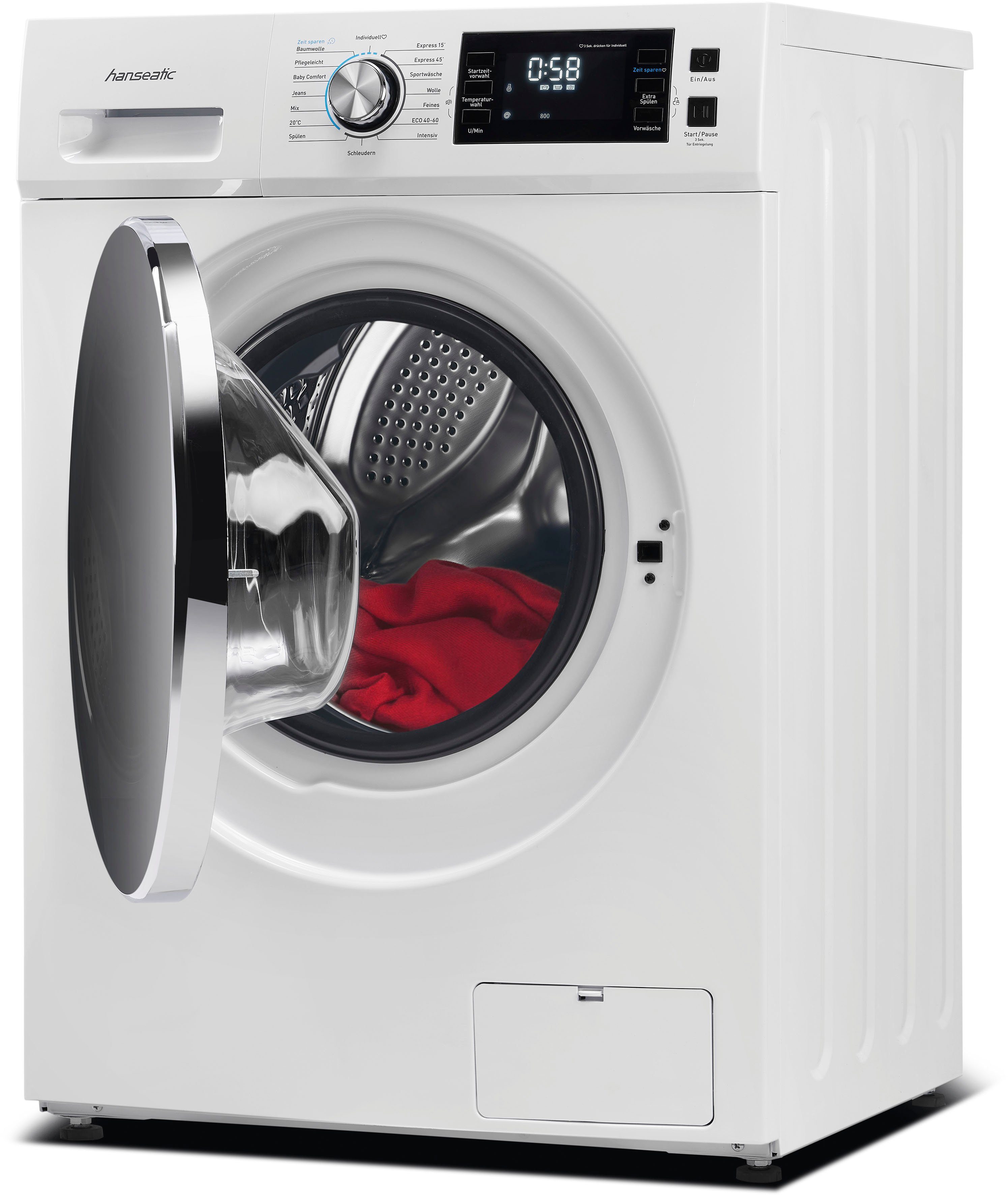 Hanseatic Waschmaschine HWMB714B, 7 kg, 1400 U/min, Schnellwaschprogramm, Startzeitvorwahl