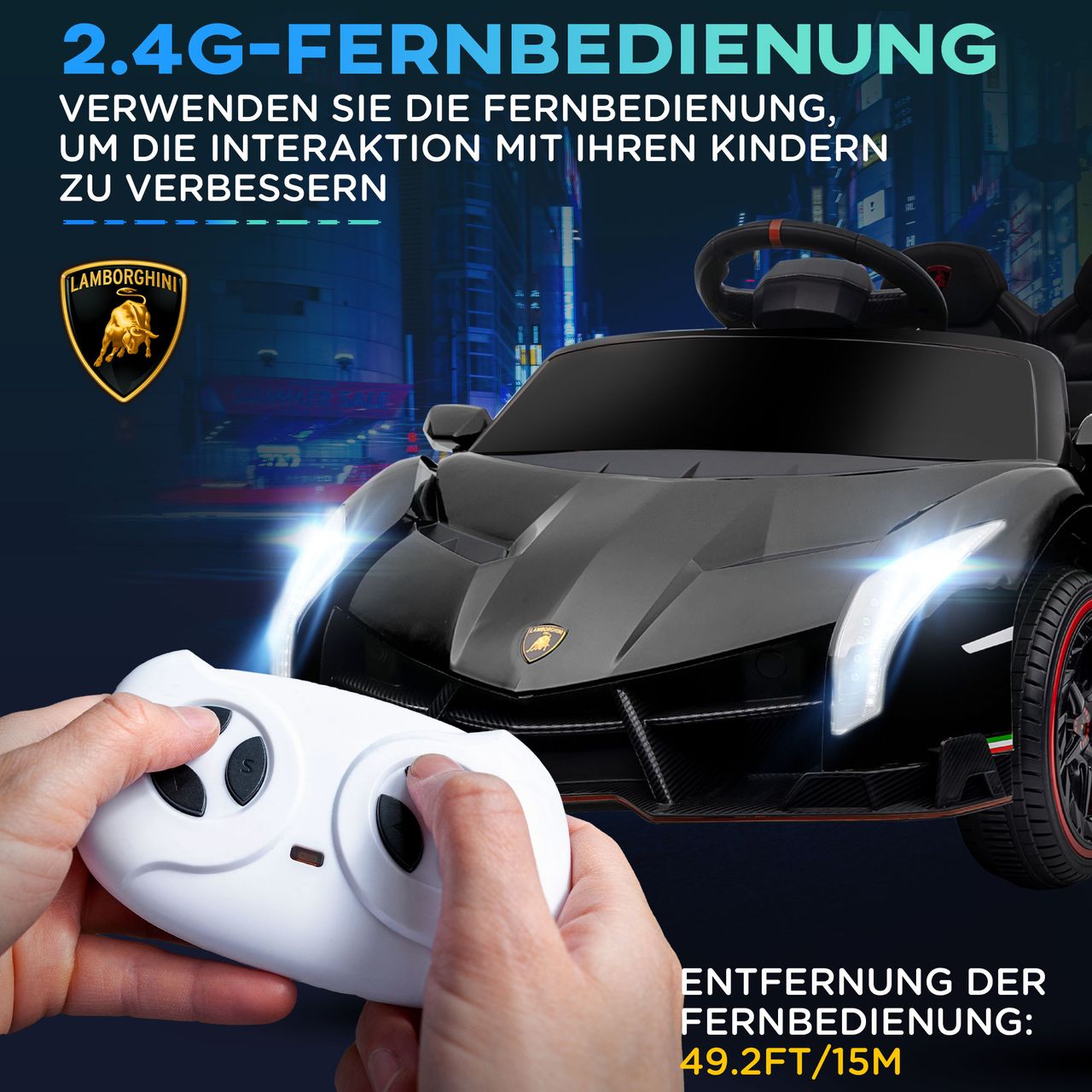 HOMCOM Kinder Elektroauto Kinderauto mit Anzeige, Fernbedienung, Bluetooth