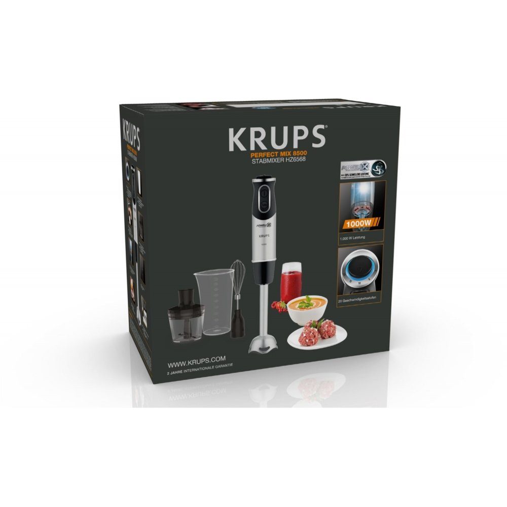 Krups Stabmixer HZ6568 Perfect Mix 8500 Stabmixer schwarz/silber, 1000 W