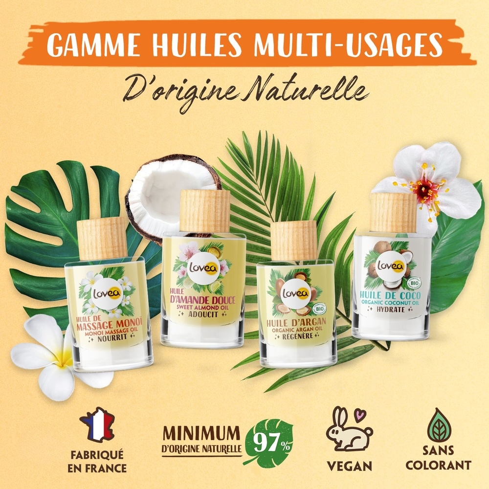 lovea Huile d'Argan Bio Régénère Certifiée BIO Huile d'Argan - Peaux & Cheveux Très Secs