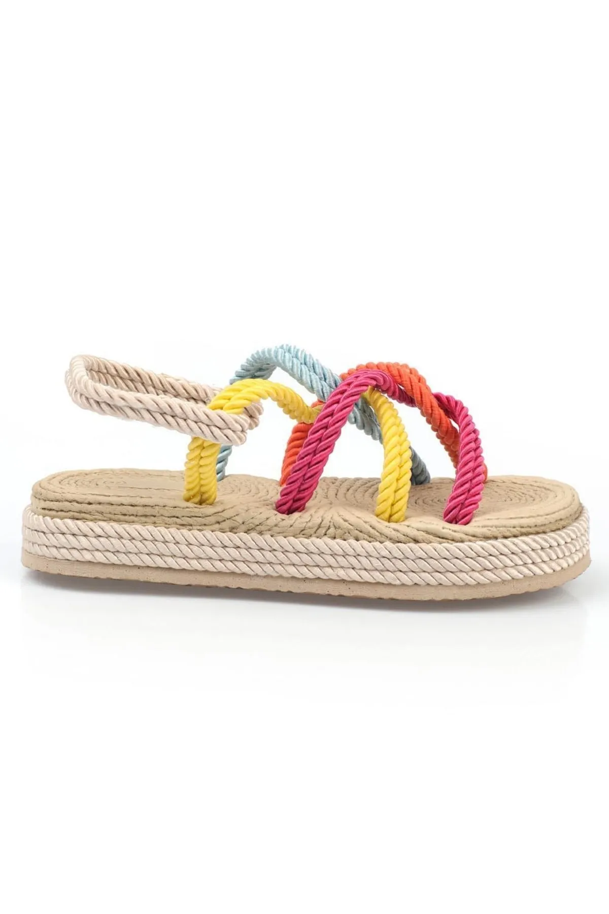 Capone Outfitters  Capone Wedge Heel String Multi Beige Damen-Sandalen