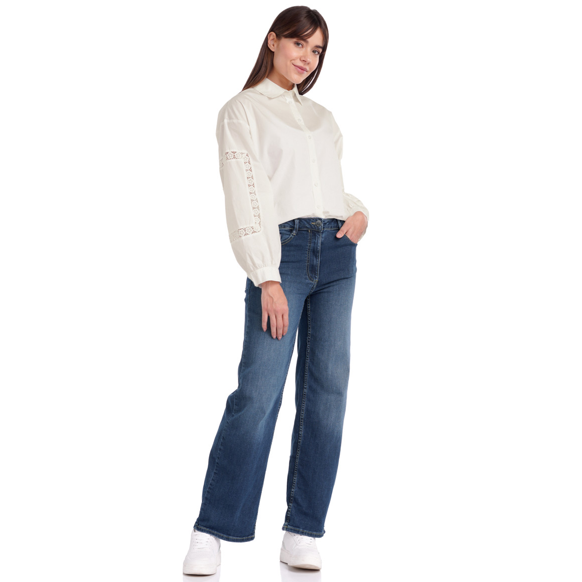 Damen Bluse mit Häkelspitze
