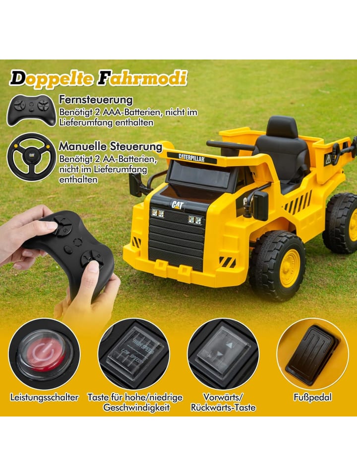 COSTWAY 12V Elektroauto ab 3 Jahren Caterpillar in Gelb günstig kaufen onesize