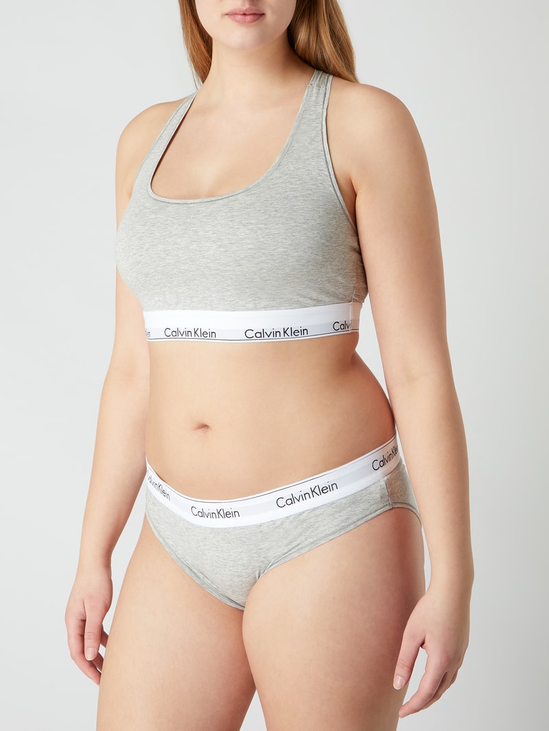 Bralette mit elastischem Logo-Bund in mittelgrau meliert