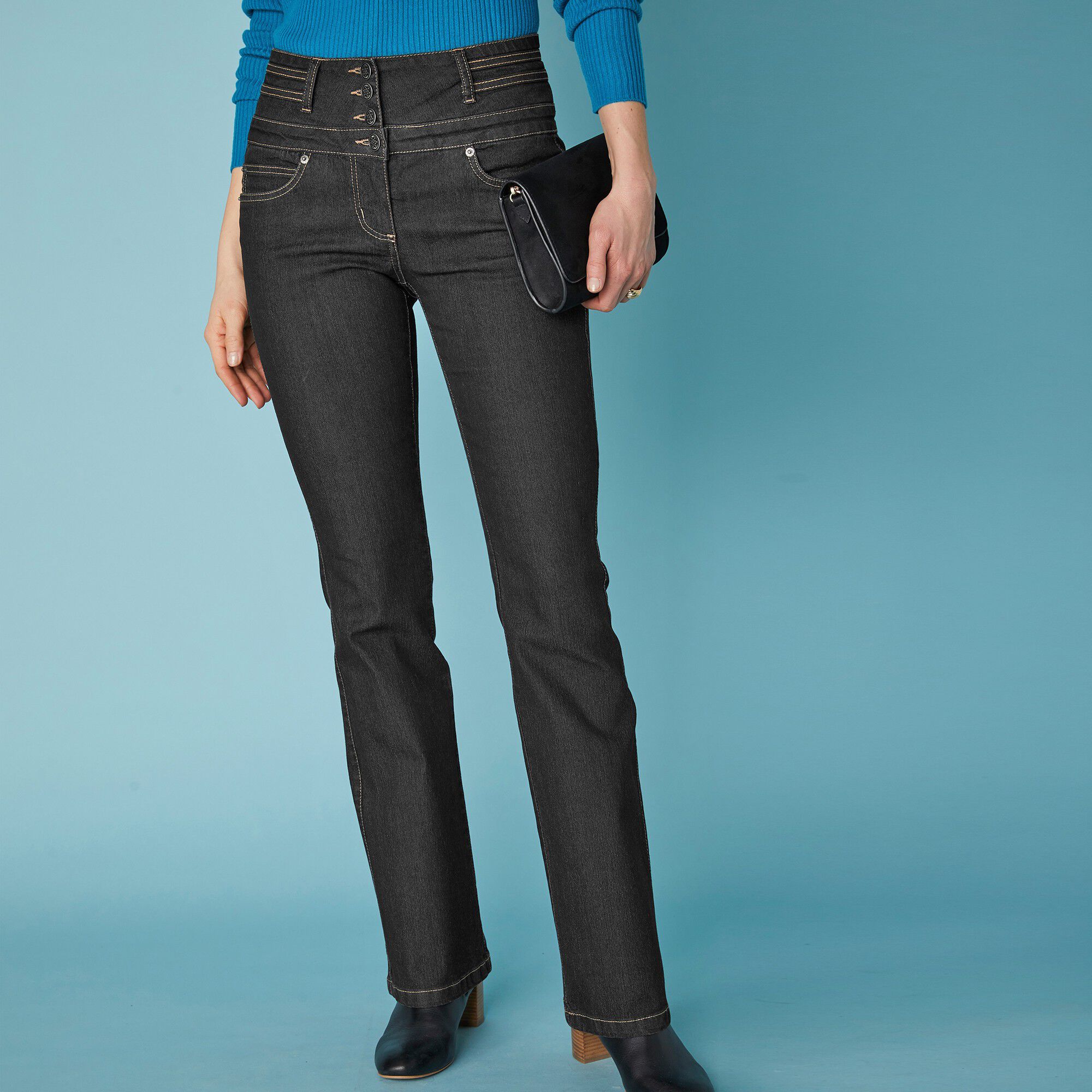 Jean coupe bootcut taille haute stretch