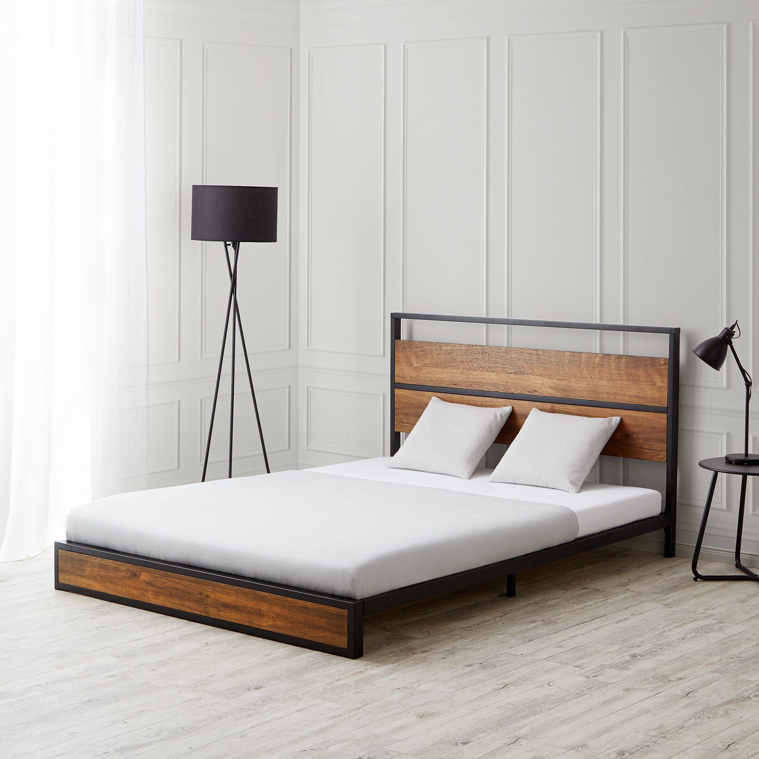 Homestyle4u Metallbett Doppelbett 140x200 Lattenrost Matratze