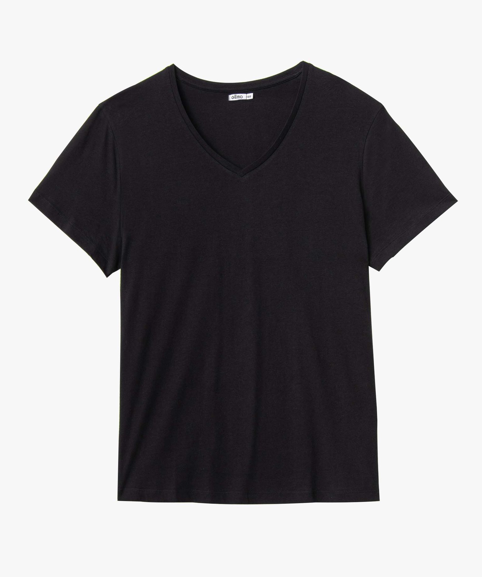 Tee-shirt femme grande taille avec col V noir | GEMO