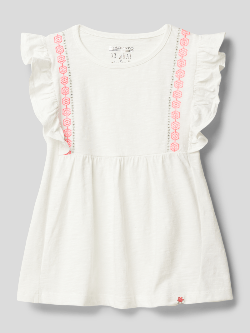 T-Shirt mit Volants in gelb