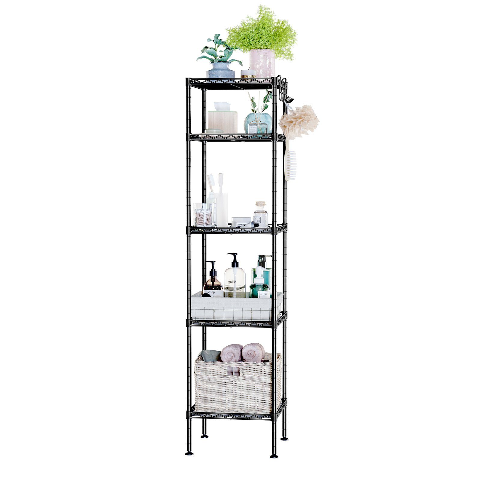 SONGMICS Badregal Standregal, mit 5 PP-Platten, abnehmbare Haken