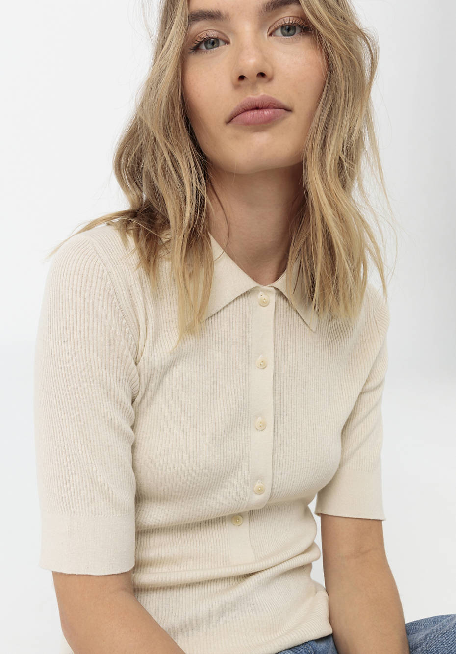 Polo-Pullover aus Seide mit Bio-Baumwolle