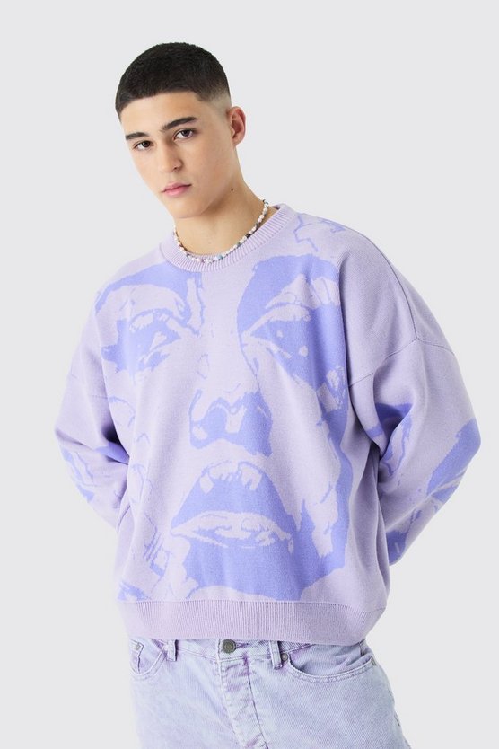 Kastiger Oversize Jacquard-Strickpullover