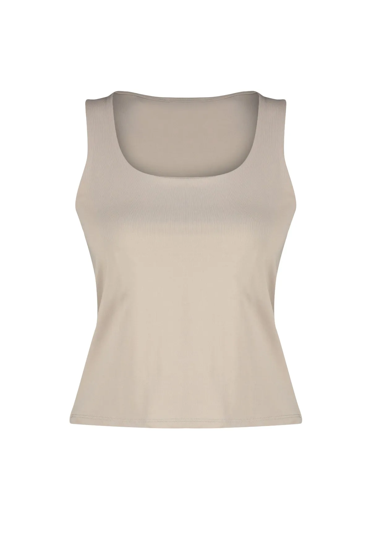 Trendyol Collection  Nerzfarbenes, tailliertes/flexibles Strickunterhemd mit quadratischem Kragen TWOSS23AL00037