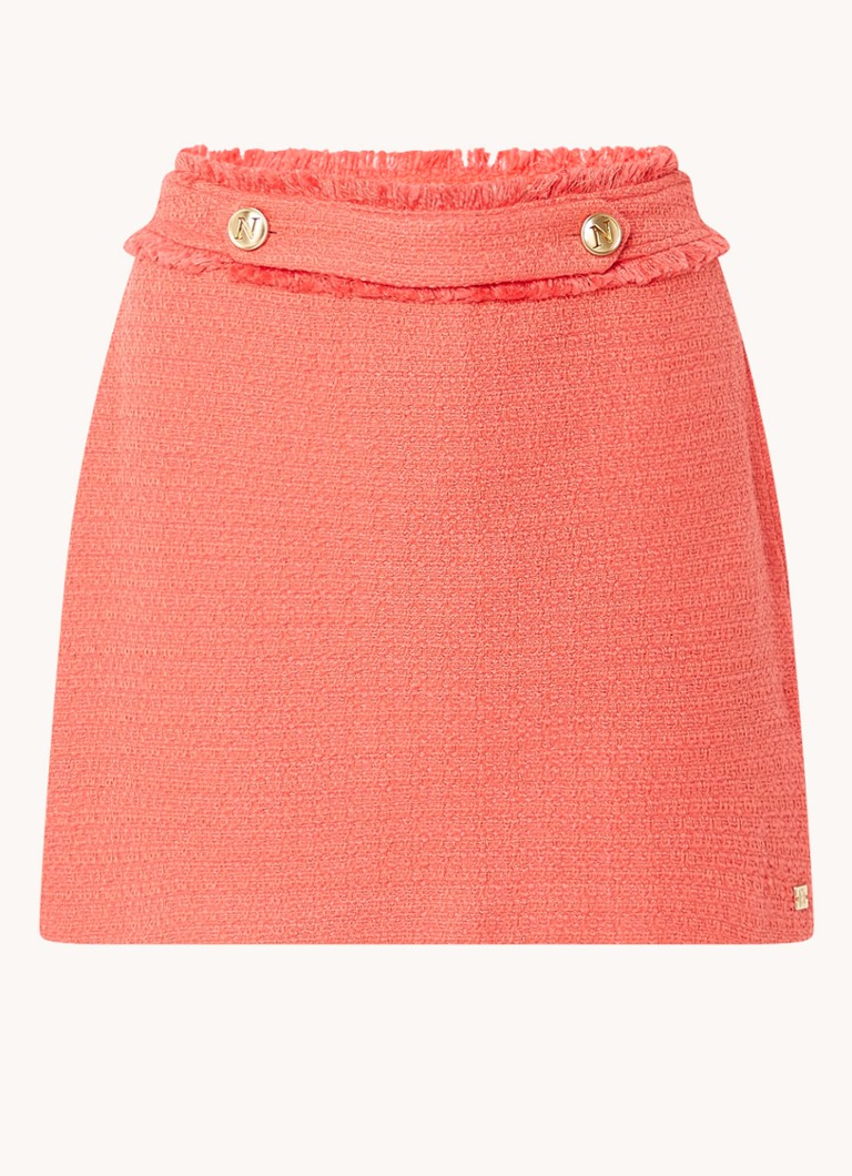Minissaia NIKKIE Beverly Hills com efeito tweed e botões decorativos.