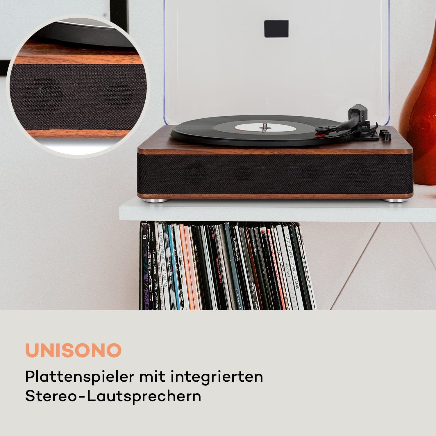 Auna TT-Classic Plus Plattenspieler (Riemenantrieb, Bluetooth, Schallplattenspieler mit Lautsprecher Vinyl Plattenspieler)