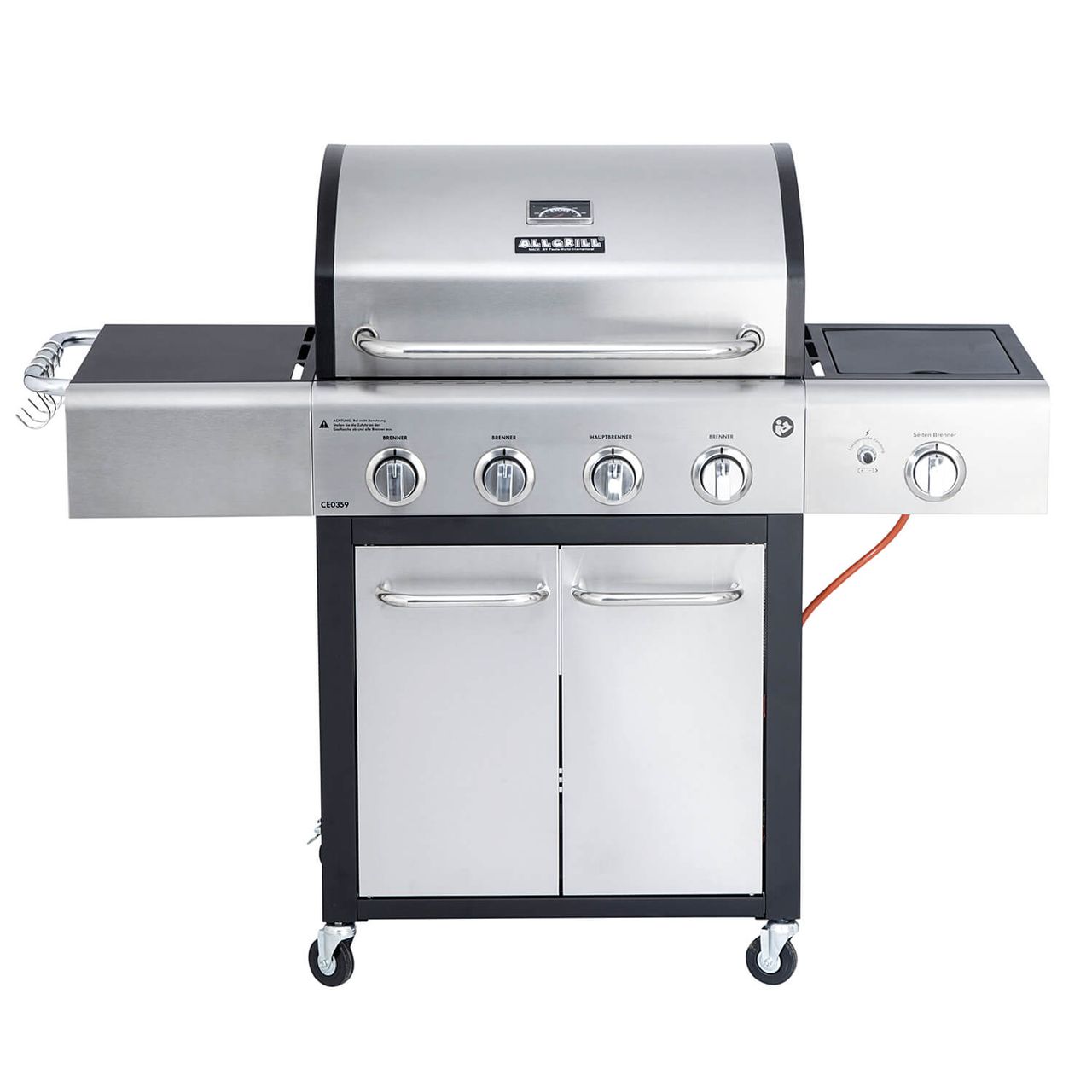 Allgrill FESTIVAL Edelstahl-schwarz Gasgrill 15,5 kW 4-flammig