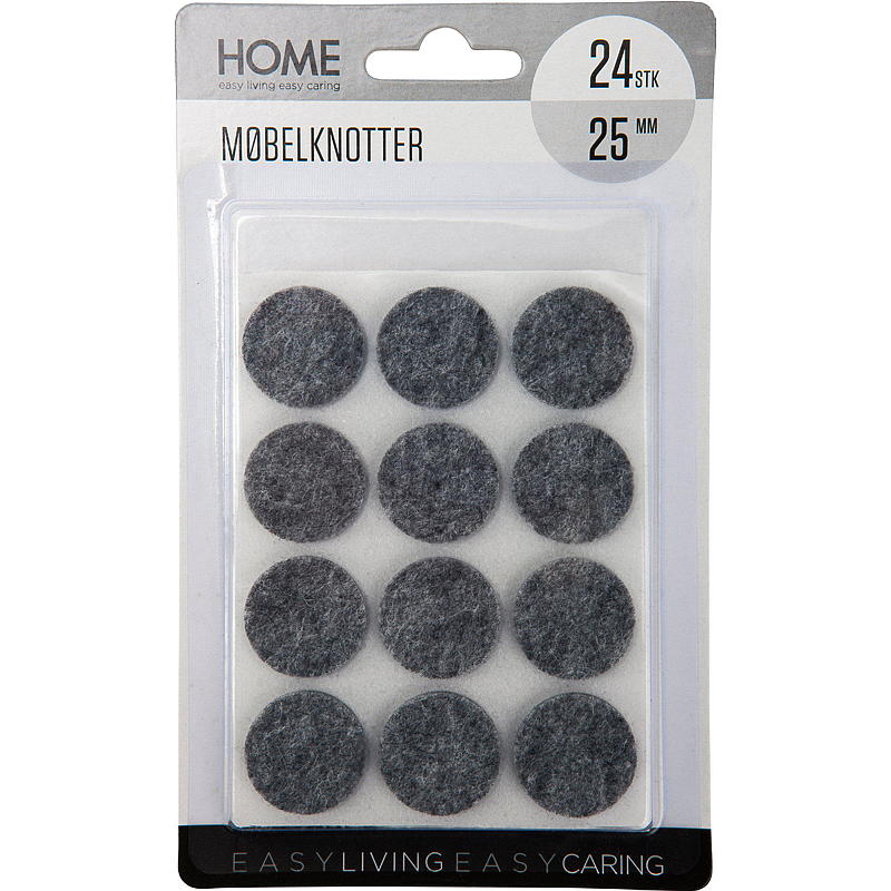 Home Møbelknotter 24-pk Diameter 25 mm, grå, filt
