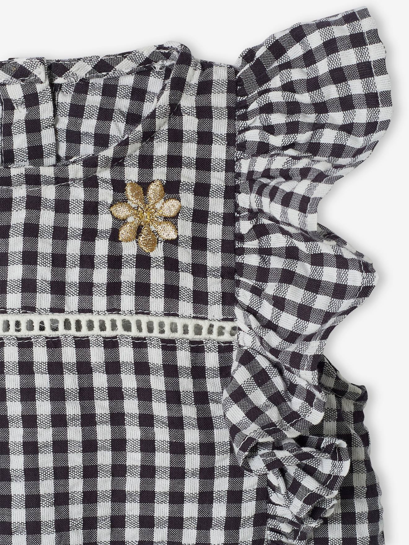 Barboteuse bébé vichy gris