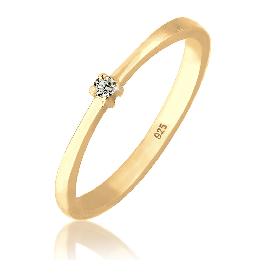 Elli Elli Bague Solitaire Classique Cristal 925 Argent Bague