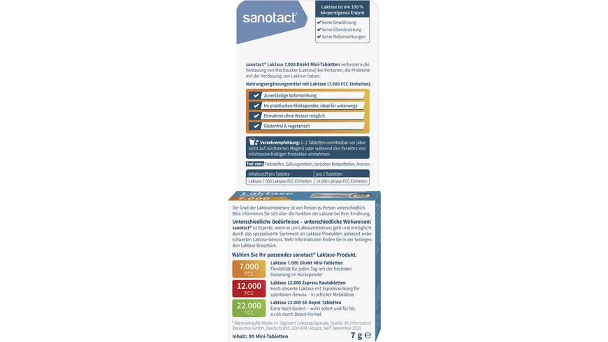 sanotact Laktase 7.000 FCC Direkt Mini Tabletten